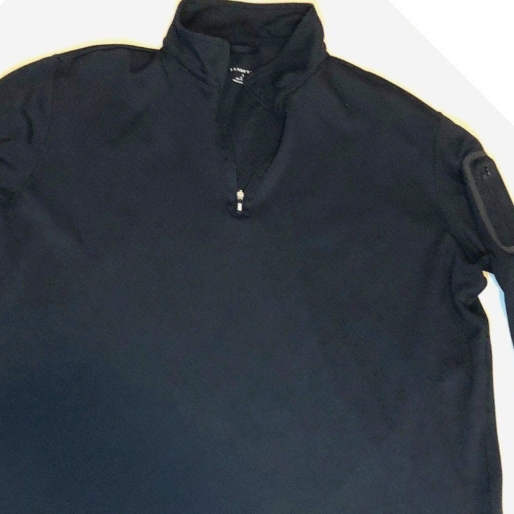 Land's End - Men's Large - 1/4 Zip Long Sleeve Black Running Shirt Athletic